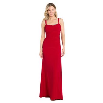 Women's R&M Richards Rhinestone Trim Drape Front Maxi Dress