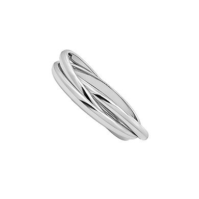 PRIMROSE Crisscross Comfort Fit Polished Triple Interlocking Band Ring