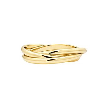 PRIMROSE Crisscross Comfort Fit Polished Triple Interlocking Band Ring