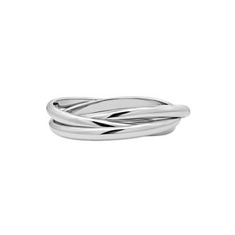 PRIMROSE Crisscross Comfort Fit Polished Triple Interlocking Band Ring