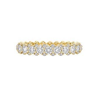 PRIMROSE 14k Gold Flash Plated Pave Cubic Zirconia Comfort Fit Band Ring