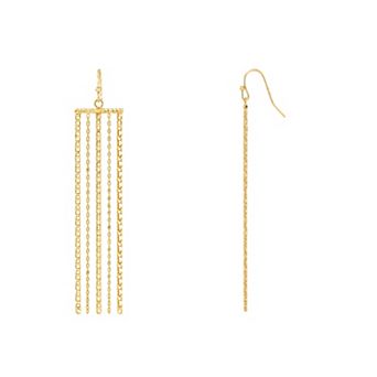 PRIMROSE 14k Gold Flash Plated Cable & Mariner Chain Polished Drop Earrings