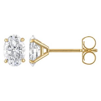 NaturaLux™ 10k Gold 1 Carat T.W. Lab-Grown Diamond Oval Stud Earrings