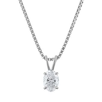 NaturaLux™ Sterling Silver 3/4 Carat T.W. Lab-Grown Diamond Oval Pendant Necklace