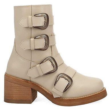 Dingo Topanga Women's Leather Ankle Booties With Buckle Detail