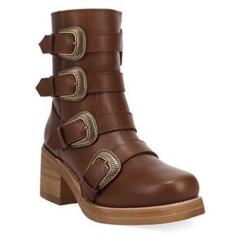 Dingo Topanga Women's Leather Ankle Booties With Buckle Detail