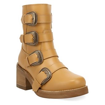 Dingo Topanga Women's Leather Ankle Booties With Buckle Detail