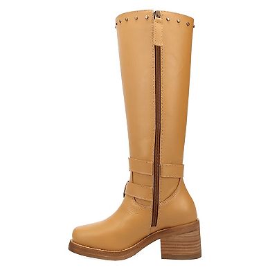 Dingo Fillmore Women's Leather Knee-High Boots With Buckle Detail