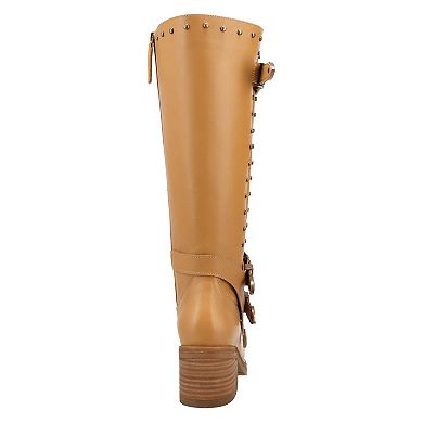 Dingo Fillmore Women's Leather Knee-High Boots With Buckle Detail