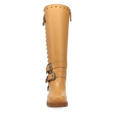 Dingo Fillmore Women's Leather Knee-High Boots With Buckle Detail