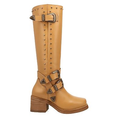Dingo Fillmore Women's Leather Knee-High Boots With Buckle Detail