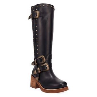 Dingo Fillmore Women's Leather Knee-High Boots With Buckle Detail