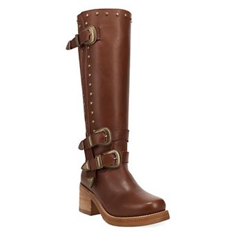 Dingo Fillmore Women's Leather Knee-High Boots With Buckle Detail