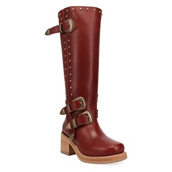 Dingo Fillmore Women's Leather Knee-High Boots With Buckle Detail