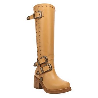 Dingo Fillmore Women's Leather Knee-High Boots With Buckle Detail