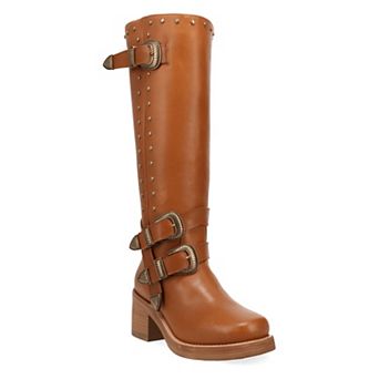 Dingo Fillmore Women's Leather Knee-High Boots With Buckle Detail