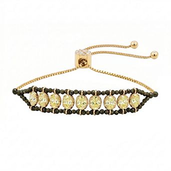 Brilliance Adjustable Silver-Plated Gemstone Beads Bracelet