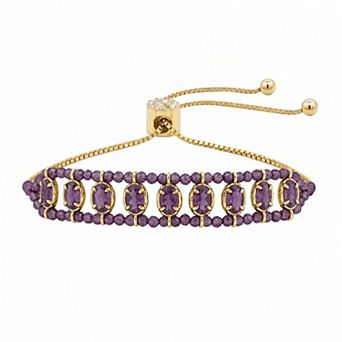 Brilliance Adjustable Silver-Plated Gemstone Beads Bracelet