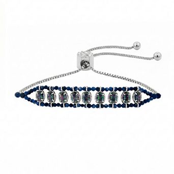 Brilliance Adjustable Silver-Plated Gemstone Beads Bracelet