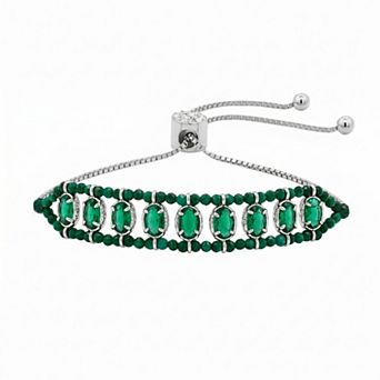 Brilliance Adjustable Silver-Plated Gemstone Beads Bracelet