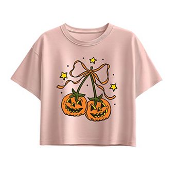 Girls 7-16 Pumpkin Cherries Boxy Tee