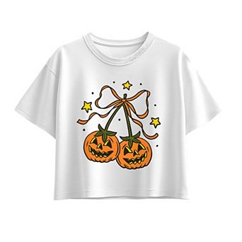 Girls 7-16 Pumpkin Cherries Boxy Tee