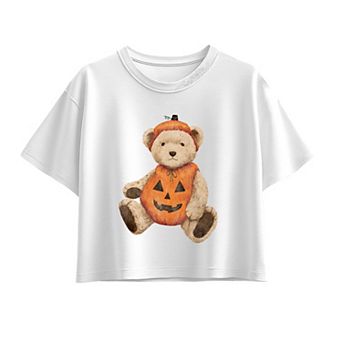 Girls 7-16 Pumpkin Teddy Bear Boxy Tee
