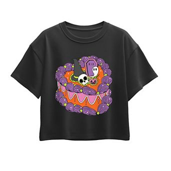 Girls 7-16 Halloween Cake Boxy Tee
