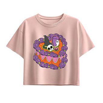Girls 7-16 Halloween Cake Boxy Tee