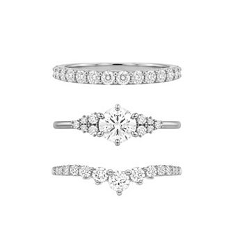 PRIMROSE Cubic Zirconia Cluster & V Shape Band 3 pc Ring Set