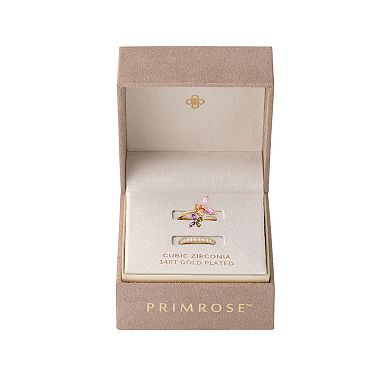 PRIMROSE 14k Gold Flash Plated Cubic Zirconia Double Butterfly Bypass Ring Set