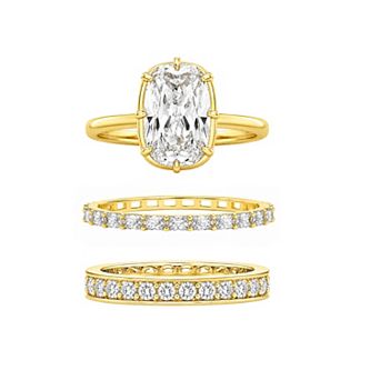 PRIMROSE 3 pc Cubic Zirconia Band Ring Set