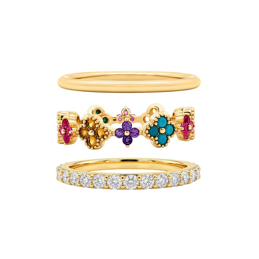 PRIMROSE 14k Gold Flash Plated Multi Gemstone & Simulated