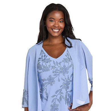 Petite R&M Richards 2-Piece Embellished V-Neck Jacket & Dress Set