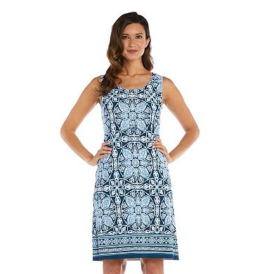 Petite R&M Richards 3-Piece Printed Flyaway Jacket & Dress Set with Necklace