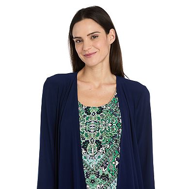 Petite R&M Richards 3-Piece Medallion Flyaway Jacket & Dress Set with Necklace
