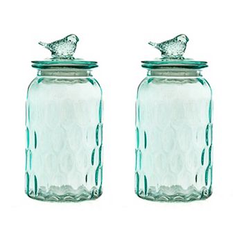 10 Strawberry Street Textured Glass Set of 2 Bird Canister