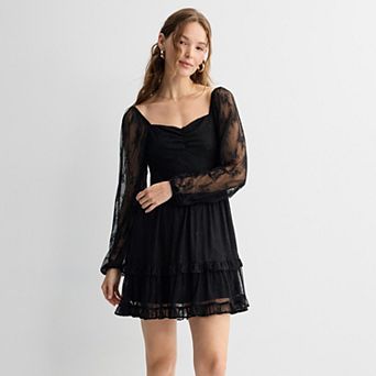 Juniors' Rewind Long Sleeve Laced Dress