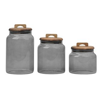 10 Strawberry Street Everyday Acacia Graduated Glass Canister Set of 3