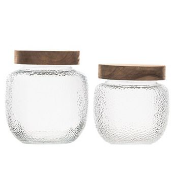 10 Strawberry Street Hanover Glass Canister Set of 2 with Acacia Lids