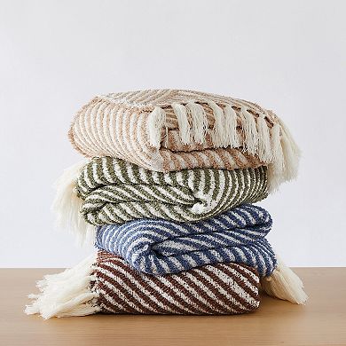 Brooklyn Loom Diagonal Chenille Stripe Throw Blanket