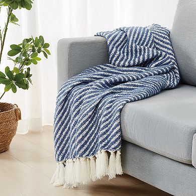 Brooklyn Loom Diagonal Chenille Stripe Throw Blanket
