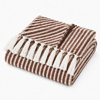 Brooklyn Loom Diagonal Chenille Stripe Throw Blanket
