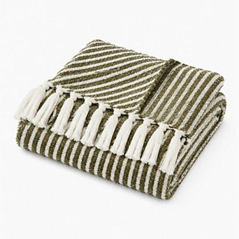 Brooklyn Loom Diagonal Chenille Stripe Throw Blanket