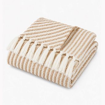 Brooklyn Loom Diagonal Chenille Stripe Throw Blanket