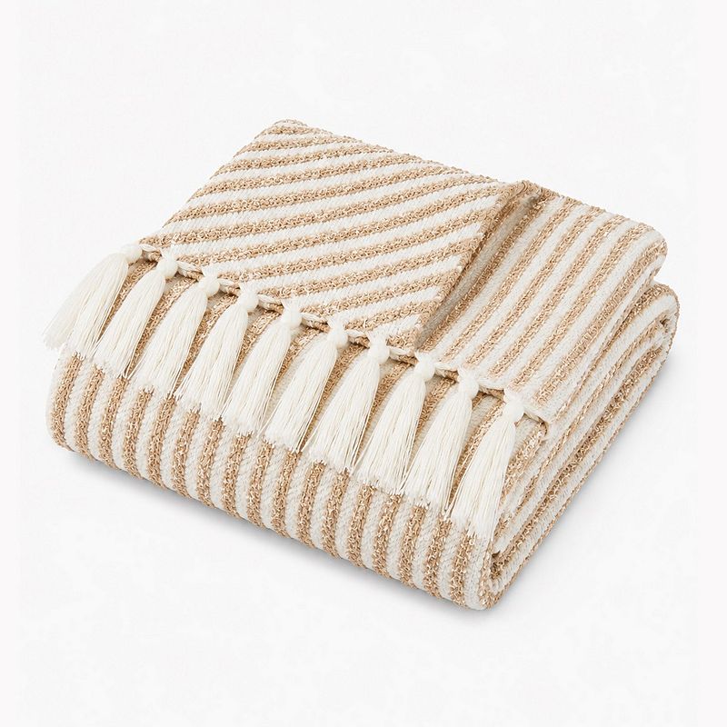 Brooklyn Loom Diagonal Chenille Stripe Throw Blanket, Brown