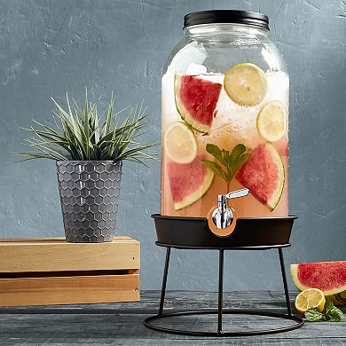 Mason Craft & More 11L Glass Drink Dispenser with Metal Stand