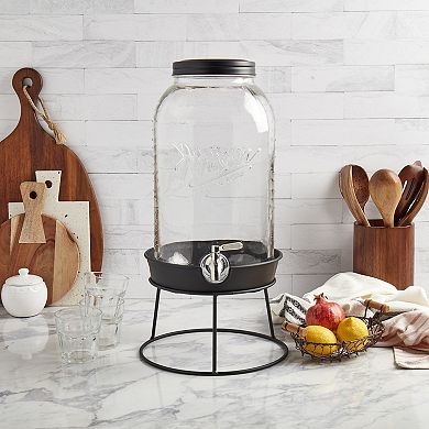 Mason Craft & More 11L Glass Drink Dispenser with Metal Stand
