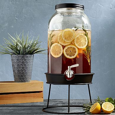 Mason Craft & More 11L Glass Drink Dispenser with Metal Stand