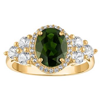 Designs by Gioelli 14k Gold Over Sterling Silver Chrome Diopside & Gemstone Ring